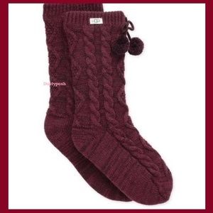 HP🎉 UGG Fleece Lined Pom Pom Socks Cozy Boot Cute New Womens Girls Soft Gift New